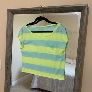 American Eagle featherlight neon stripe boxy tee